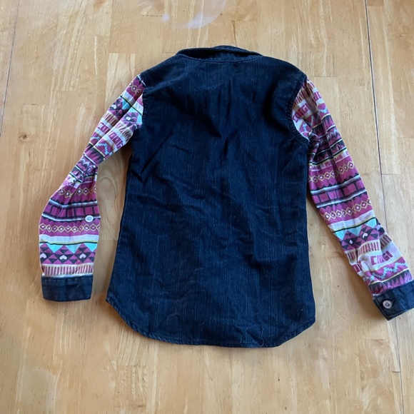 COOGi toddler 4T denim button up collared denim / tribal Nordic print shirt - Picture 4 of 4